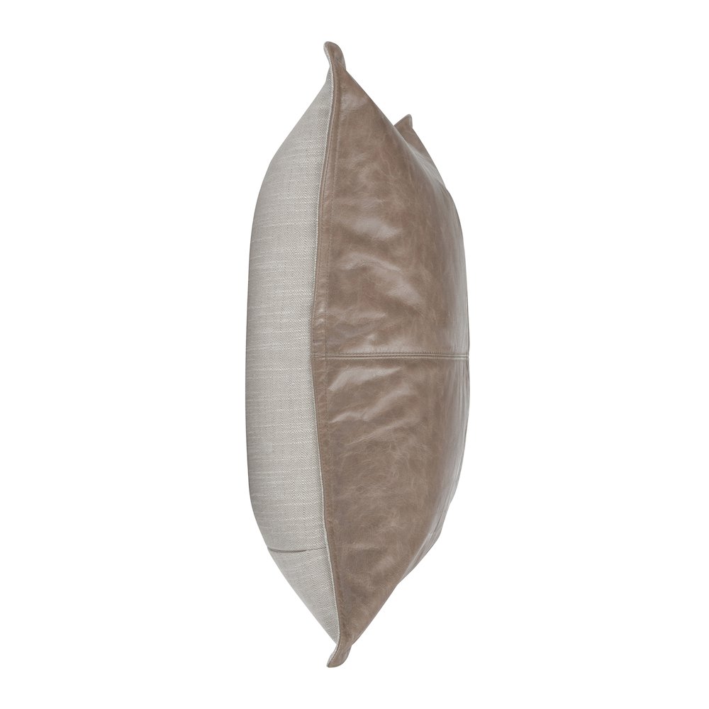 Cheyenne 100% Leather 22" Throw Pillow in Taupe. Picture 4