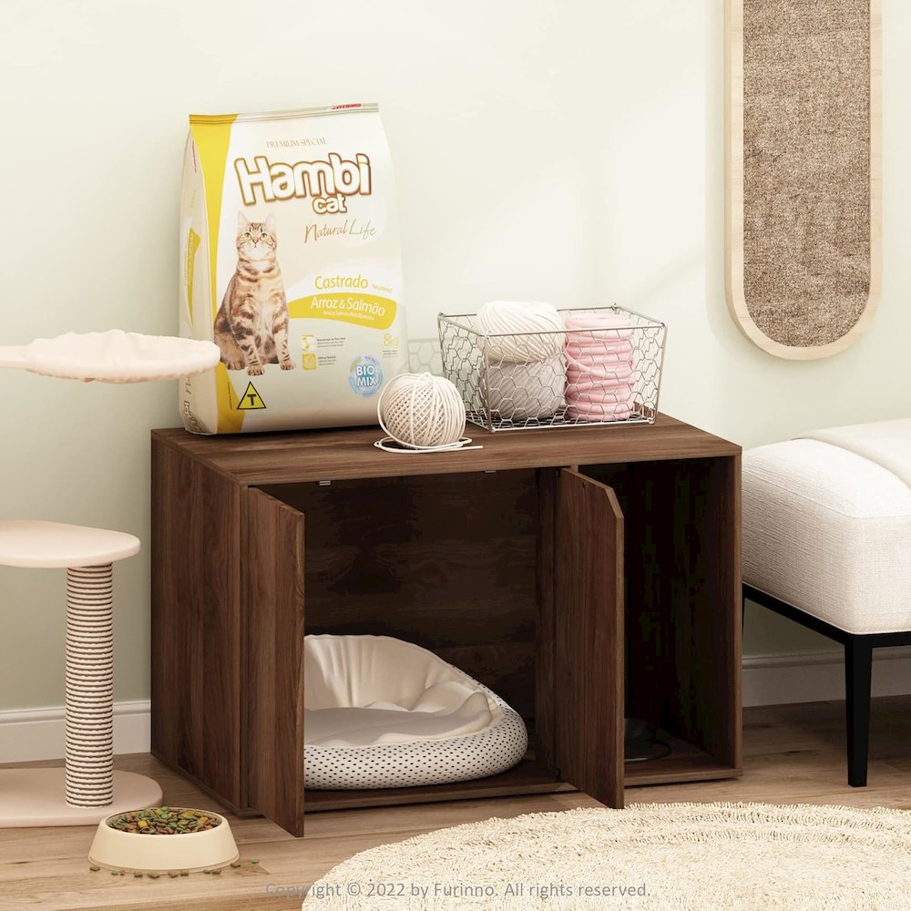 Furinno Peli Litter Box Enclosure, Columbia Walnut. Picture 4