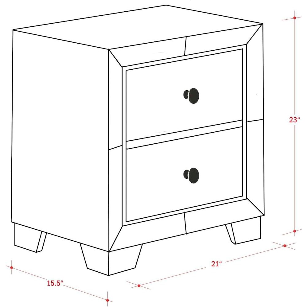 East West Furniture Nella Wood Nightstand with 2 Drawers for any Bedroom - Black Legs. Picture 3