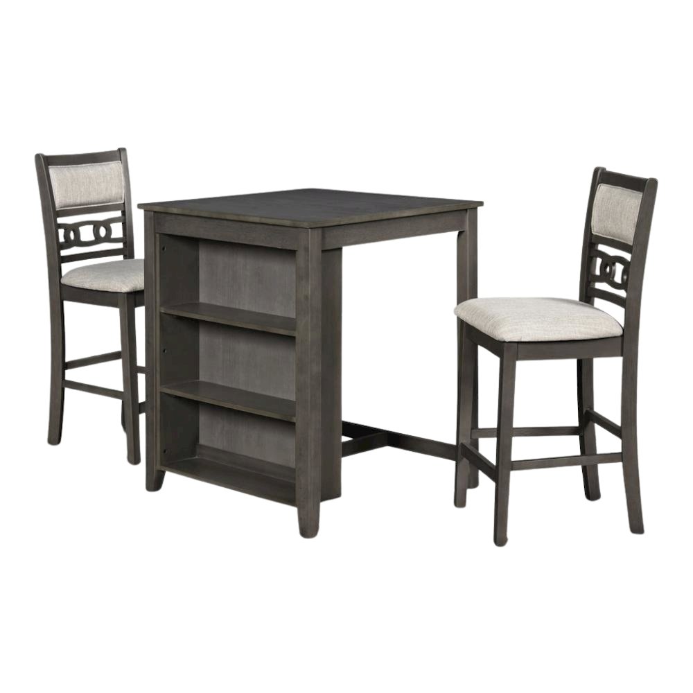 Gray Small Dining Table for 2 – Compact Solid Wood Table and Chairs Set. Picture 1