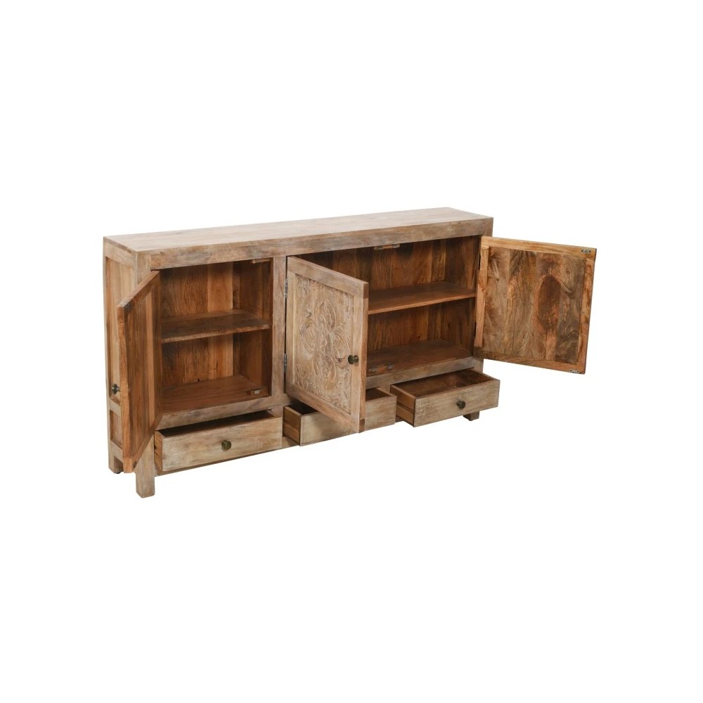 Weatherly 3 Handcarved Doors,3 Drawers Accent Cabinet. Picture 6