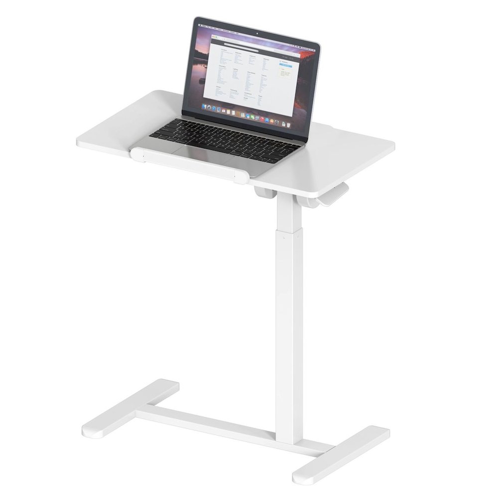 Techni Mobili Sit-to-Stand Rolling Adjustable Laptop Cart, White. Picture 7