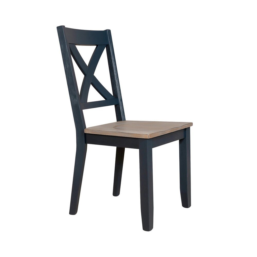Lakeshore X Back Side Chair- Navy (RTA)- Set of 2 in White, Navy. Picture 2