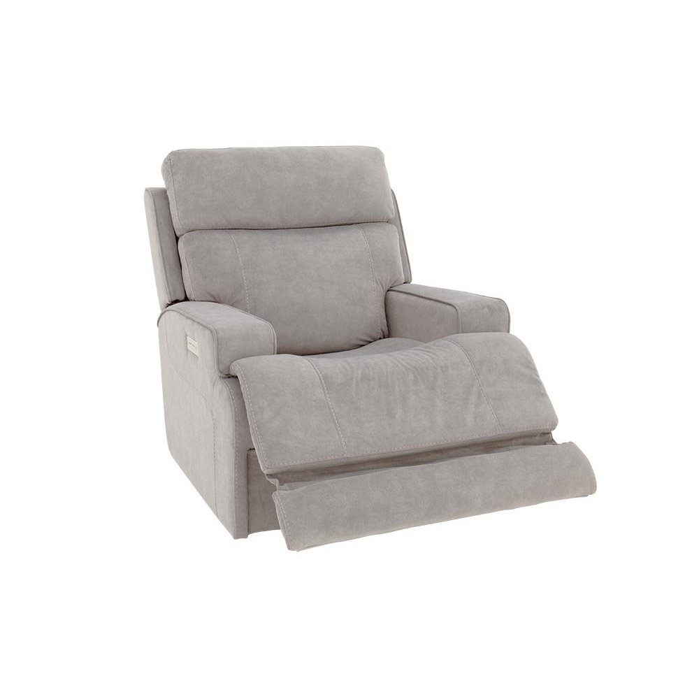Gray Power Recliner with Adjustable Headrest and Footrest Extension. Picture 2