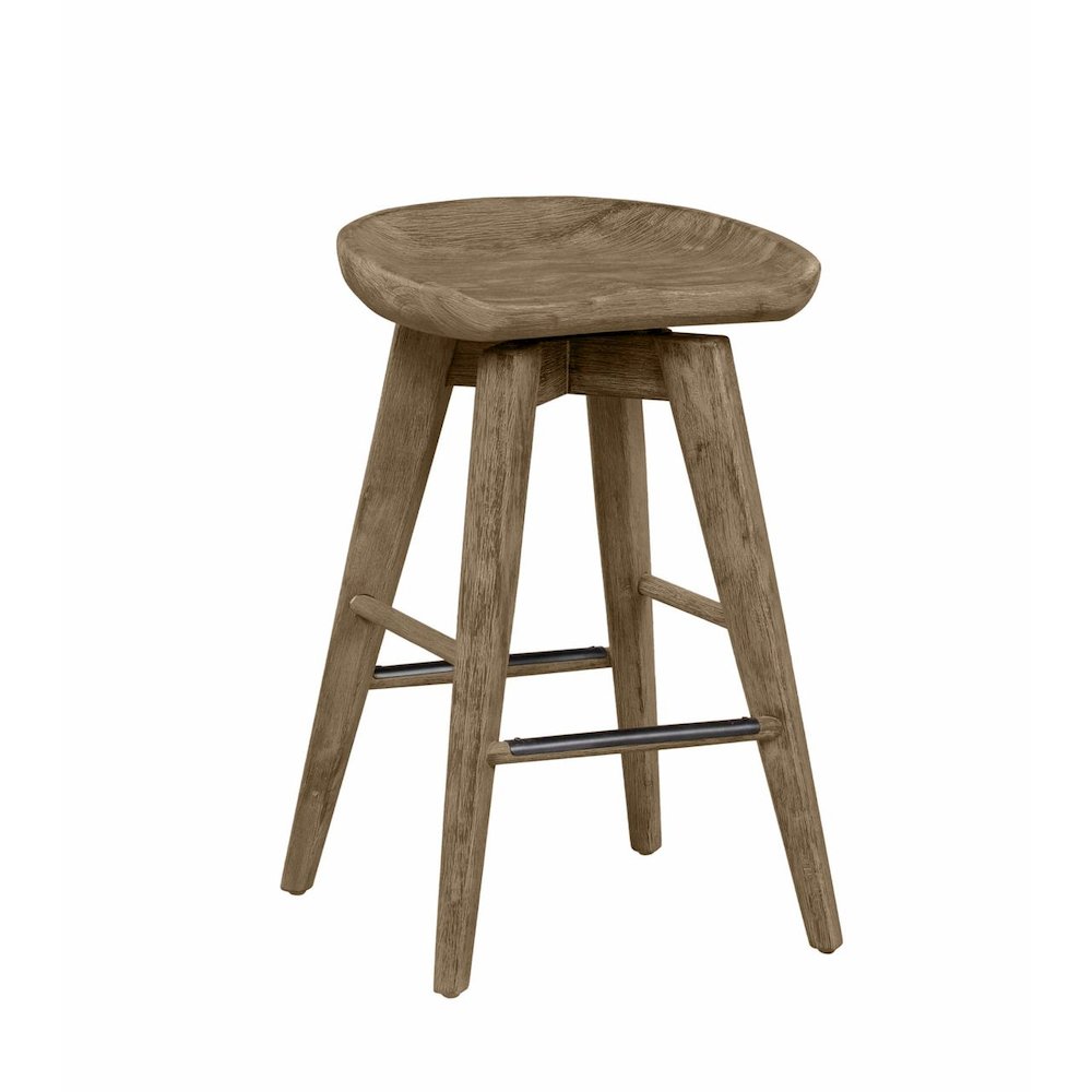 Bali Backless Swivel Counter Stool - Weathered Wire-Brush. Picture 1