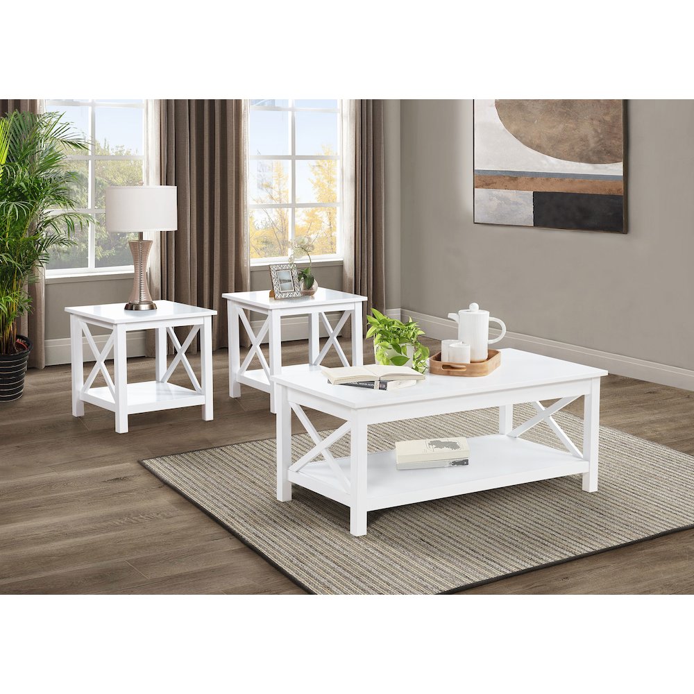 Skyview 3-piece Rectangular Lift Top Coffee Table Set White. Picture 3