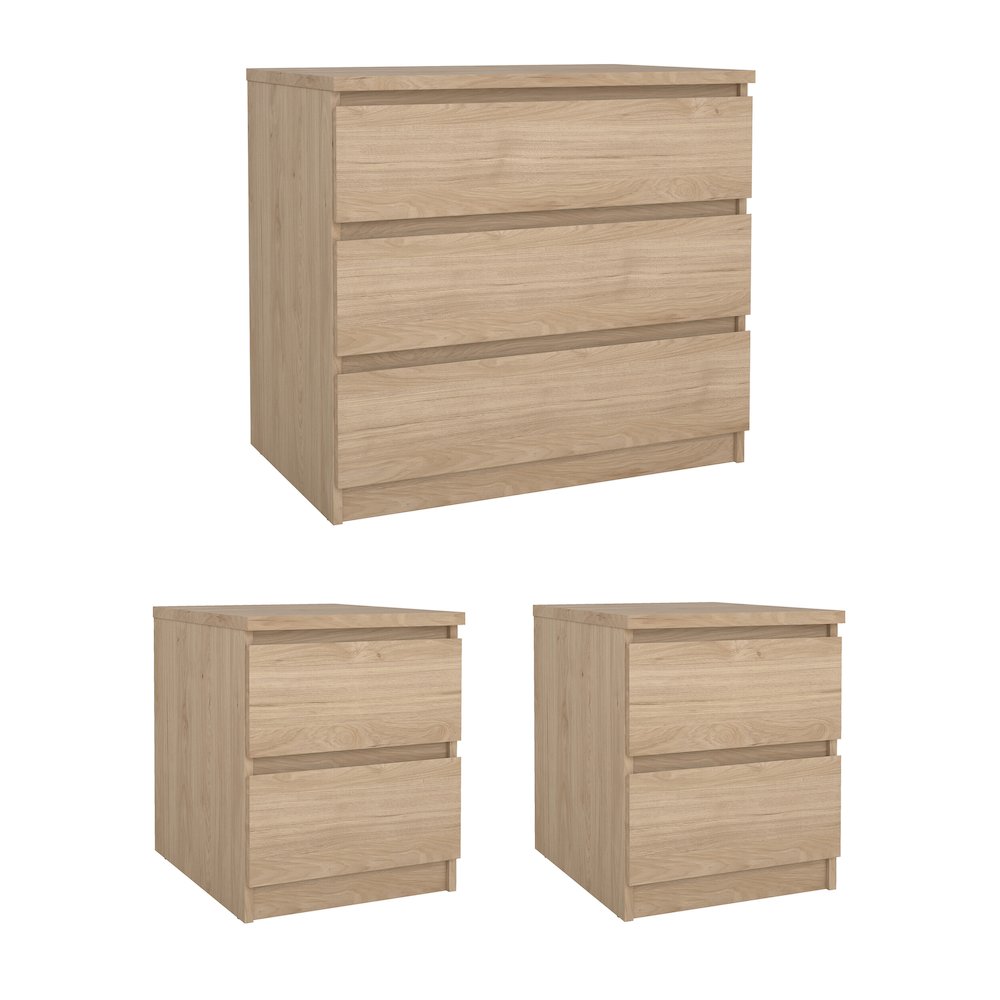 Scottsdale 3-Piece Bedroom Set - Chest And Nightstand Set Of 2, Jackson Hickory. Picture 1