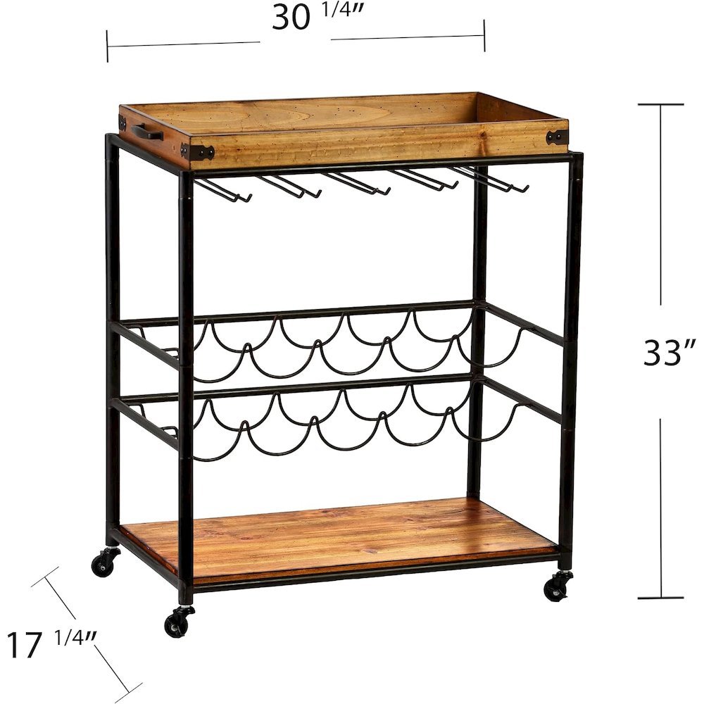 Southern Enterprises Mayson Bar Cart, Black/Natural. Picture 3