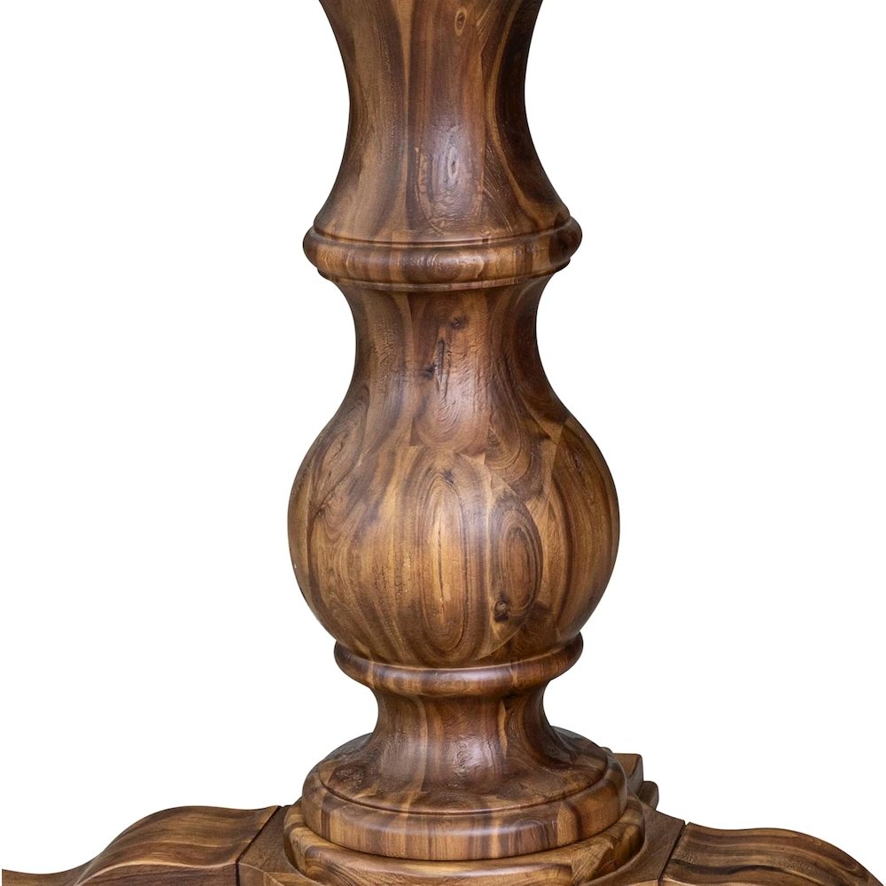 Kitchen Table with Acacia Wood Round Tabletop, Antique Walnut Finish. Picture 2