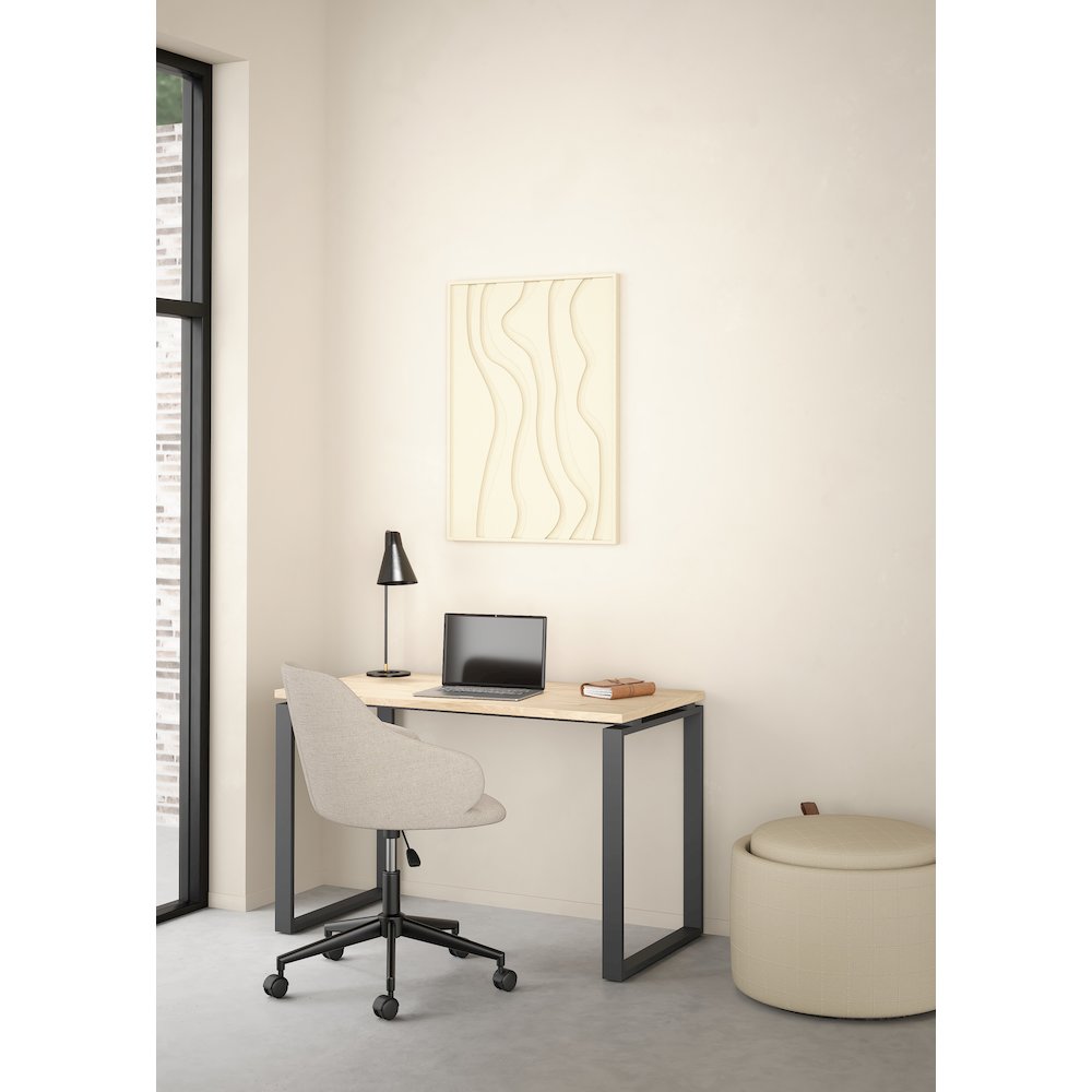 Sign Home Office Writing Office Desk, Jackson Hickory/Matte Grey. Picture 2