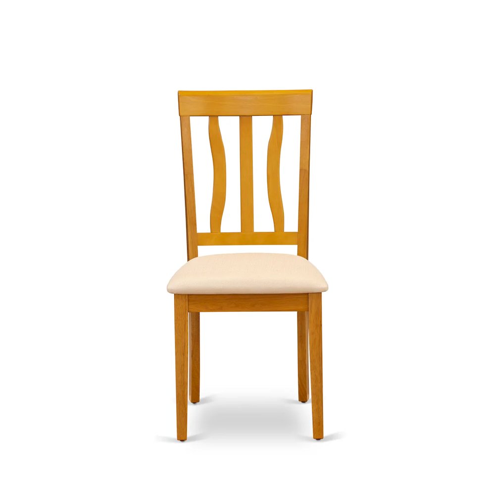 Antique Dining Chairs - Linen Fabric Upholstered Wooden Chairs, Set of 2. Picture 2