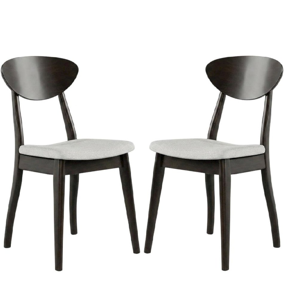 Black Wenge Dining Side Chairs Set of 2 with Solid Wood Design. Picture 1