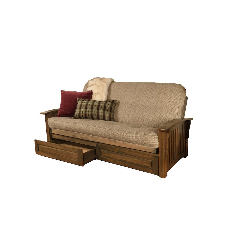 Washington Frame-Rustic Walnut FinishTaxi Woodsmoke Mattress-Storage Drawers. Picture 1