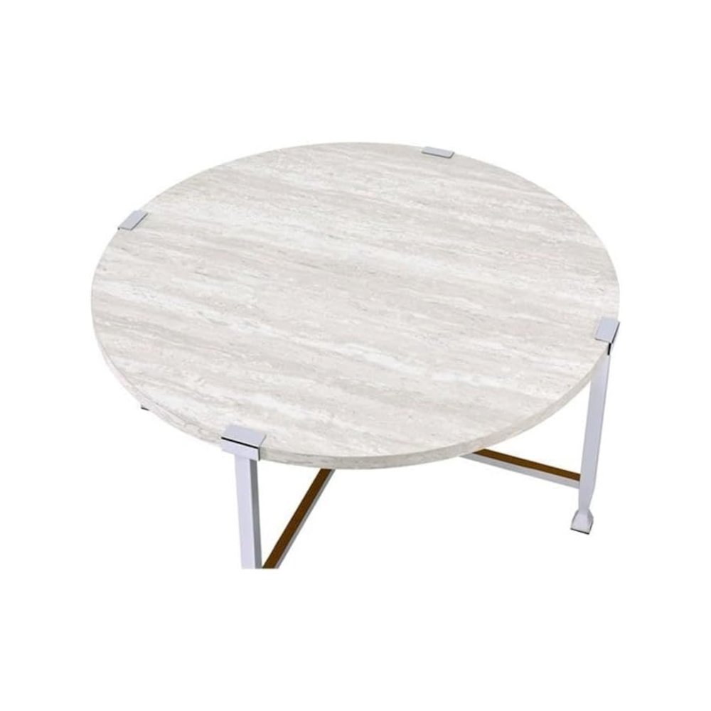 Brecon Coffee Table White Oak & Chrome. Picture 2
