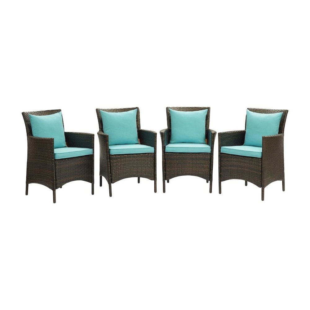 Outdoor Wicker Rattan Dining Armchair Set Of 4 With Armrests. Picture 1
