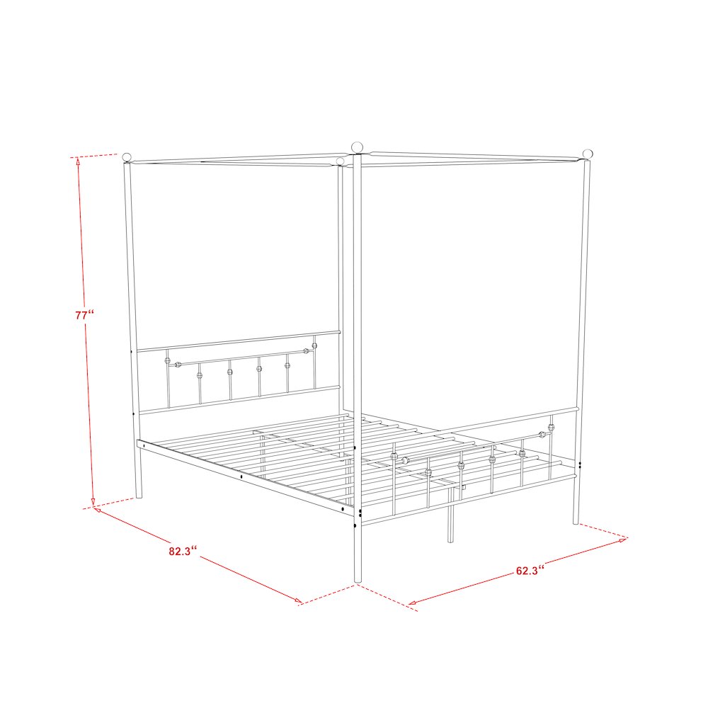 ATQCBLK Anniston Canopy Bed with Deluxe Style Headboard and Footboard - Luxurious Metal Frame in Powder Coating Black. Picture 3