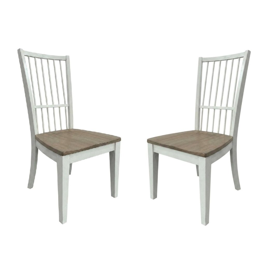 White Spindle Back Dining Chairs in Two-Pack with Classic Style and Comfort. Picture 1