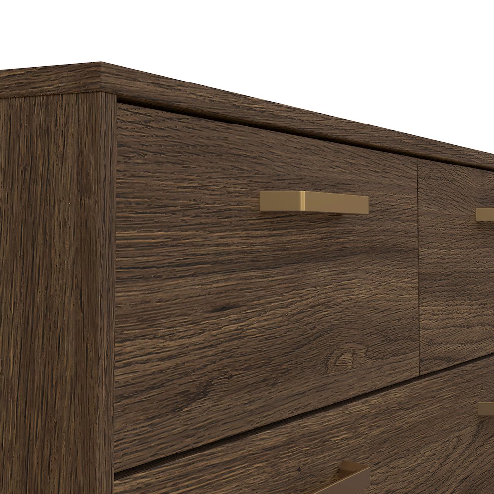 Tone 8 Drawer Double Dresser, Mocha Oak. Picture 8