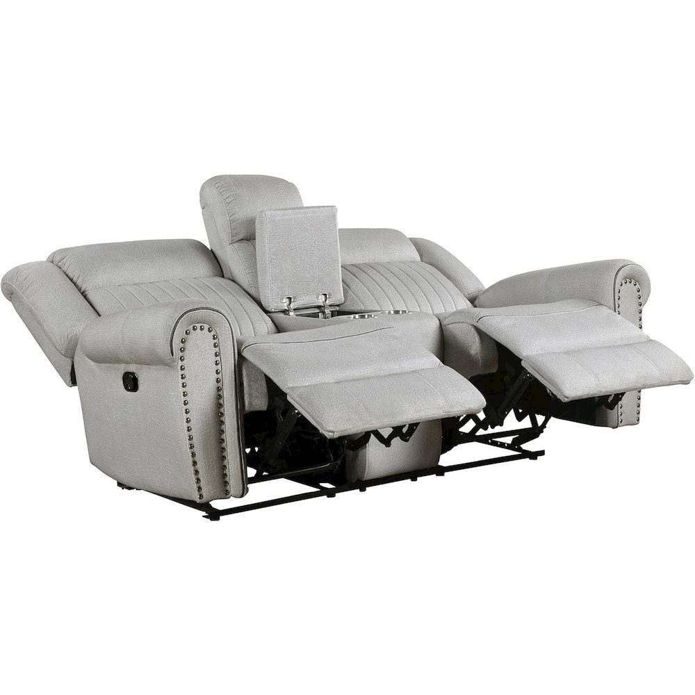 Lexicon Brennen Microfiber Double Reclining Love Seat in Mist. Picture 4