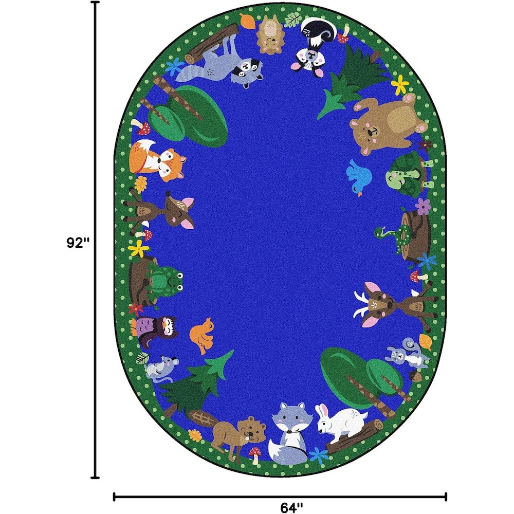 Kid Essentials Animals Among Us 5'4" x 7'8" Oval Area Rug in Color Multi. Picture 3