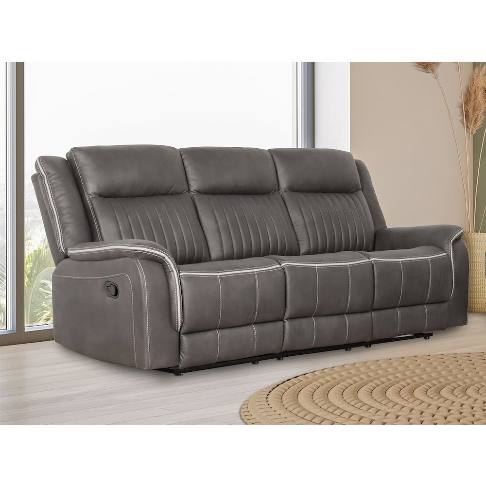 Enzo  Sofa W/Dual Recliner- Gray. Picture 2