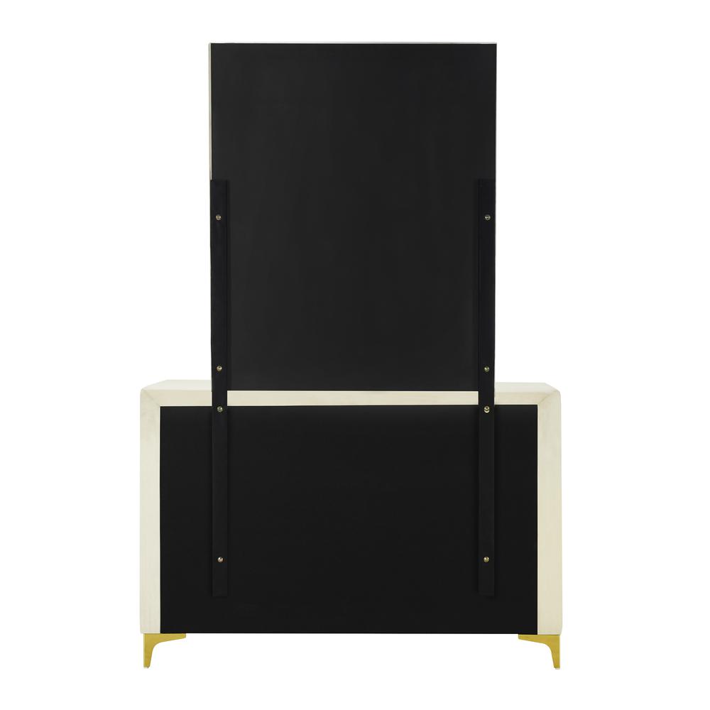 Velvet 6 Drawer Dresser with Gold Legs and Trim. Picture 8