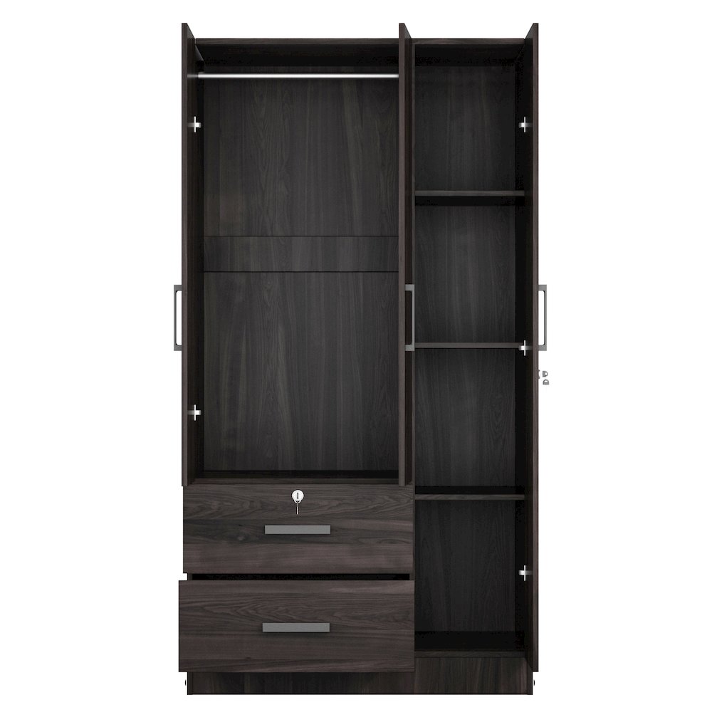 Better Home Products Symphony Wardrobe Armoire Closet with Two Drawers  Tobacco. Picture 6