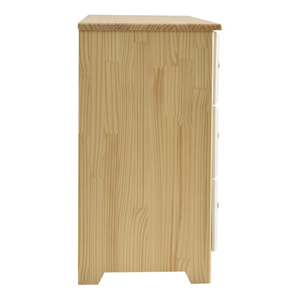 Better Home Products Solid Pine Wood 6 Drawer Double Dresser in Natural & White.. Picture 5