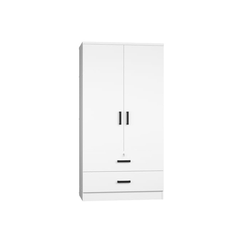 Woodpeckers Furniture And Mattress 2-Door Closet with 2-Drawers (White). Picture 6