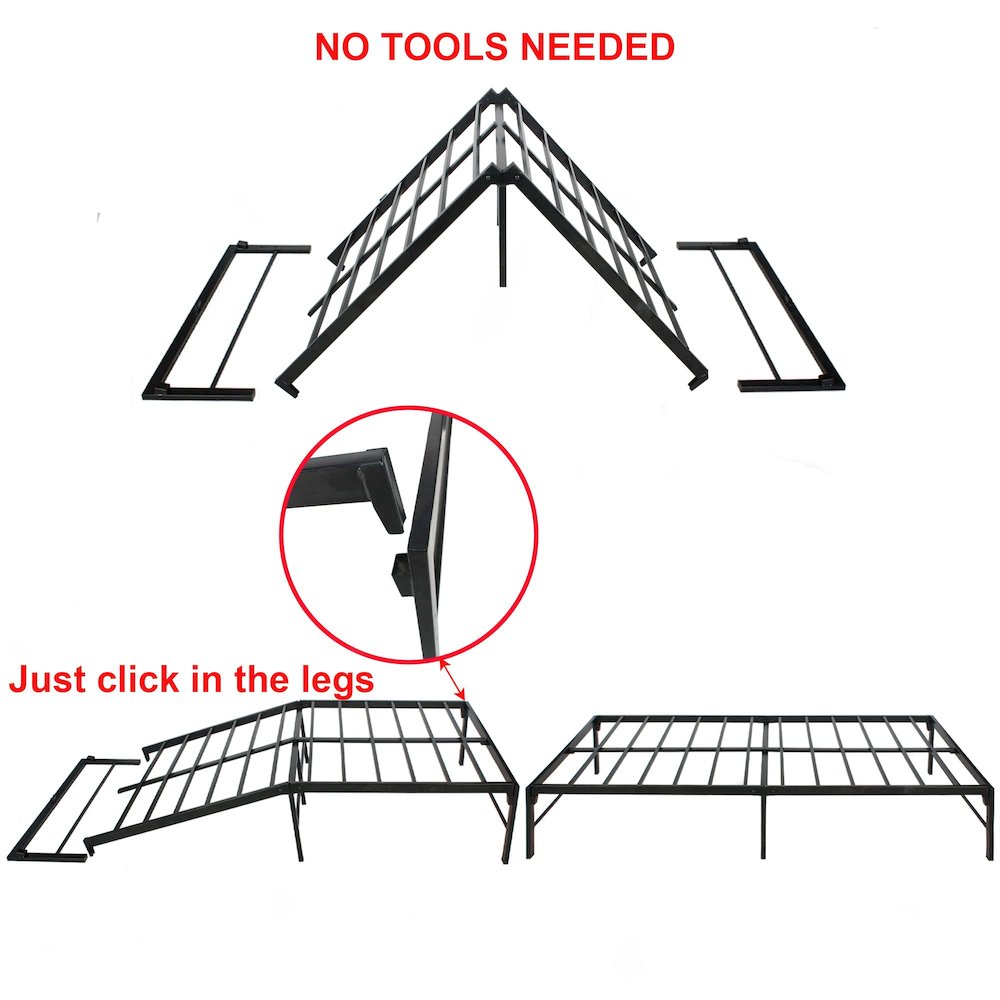 Better Home Products Lily Foldable Welded Black Metal Platform Bed Frame Twin. Picture 3