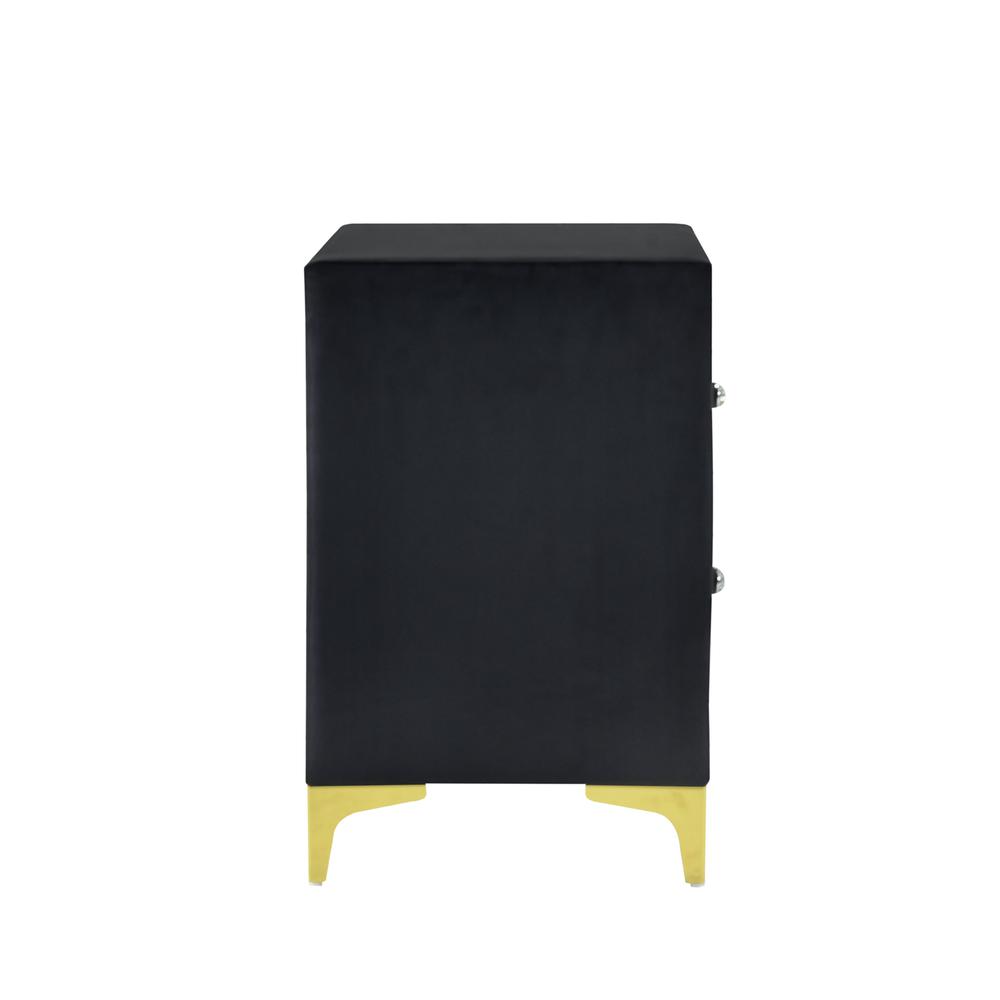 Monique Velvet Nightstand with Gold Legs and Gold Trim, Crystal knobs. Picture 5
