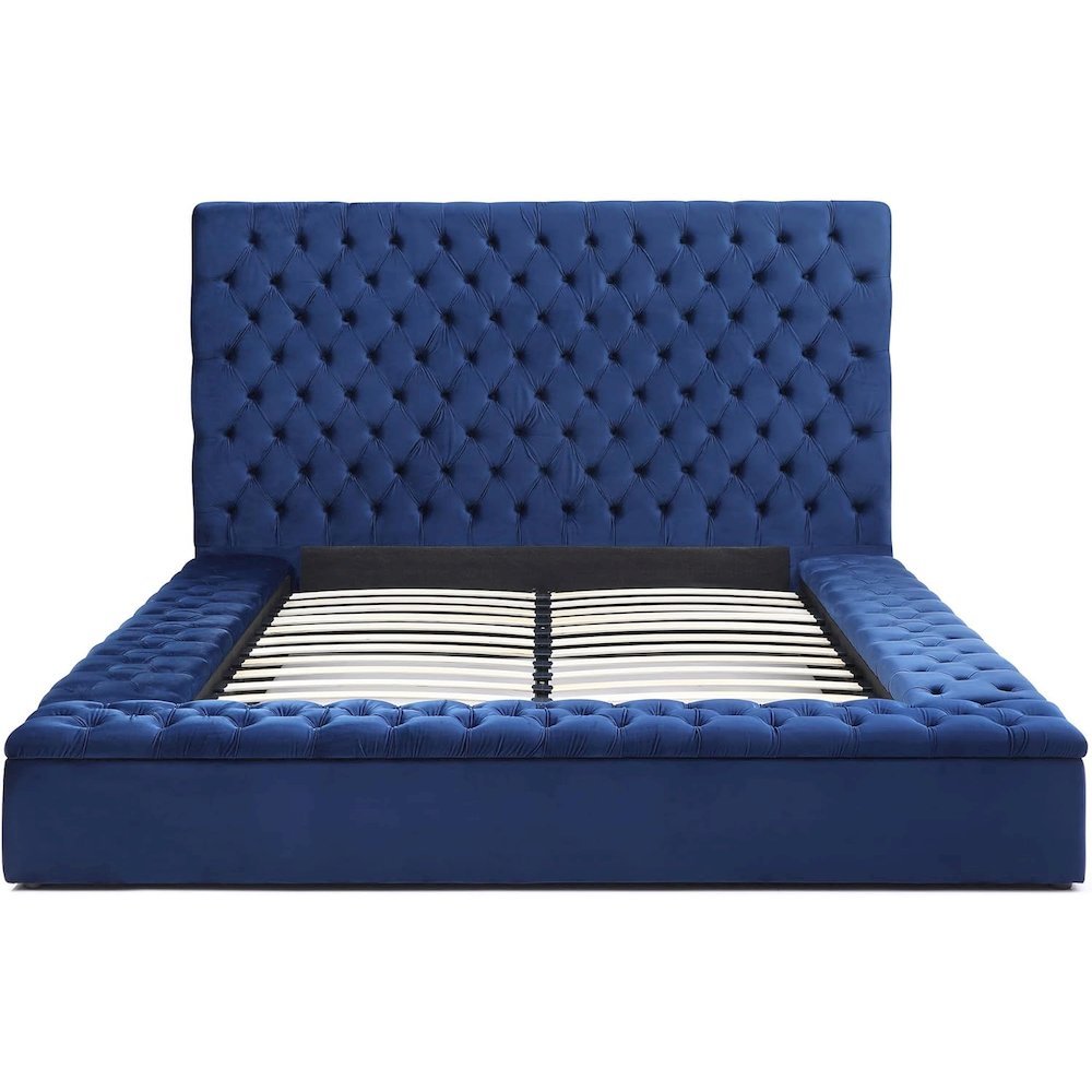 Cosmopolitan Velvet Tufted Upholstered Storage Platform with Headboard. Picture 1