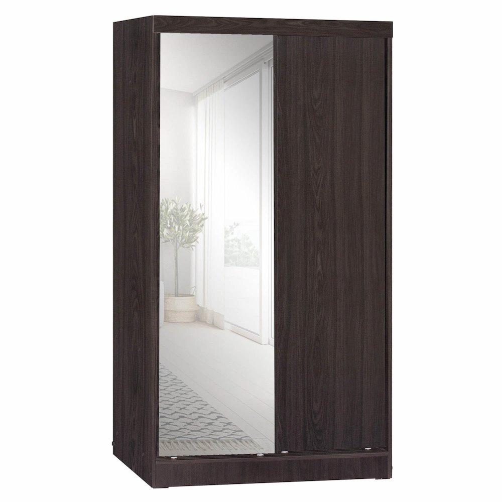 Mirror Wood Double Sliding Door Wardrobe. Picture 1
