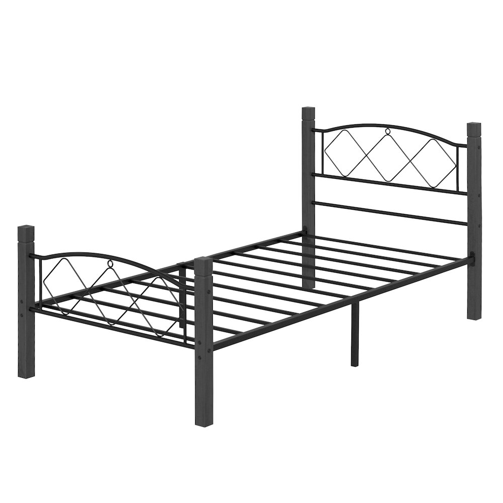 Hercules Twin Size Solid Wood Posts with Metal Bed Frame. Picture 1