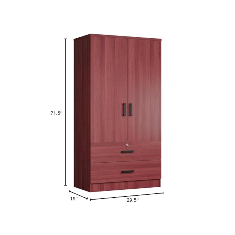 Woodpeckers Furniture And Mattress 2-Door Closet with 2-Drawers (Mahogany). Picture 3