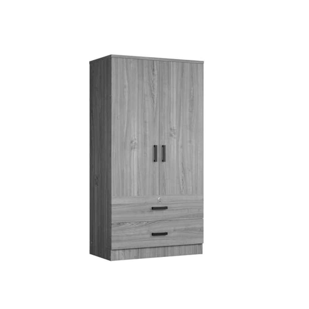 Woodpeckers Furniture And Mattress 2-Door Closet with 2-Drawers (Grey). Picture 1