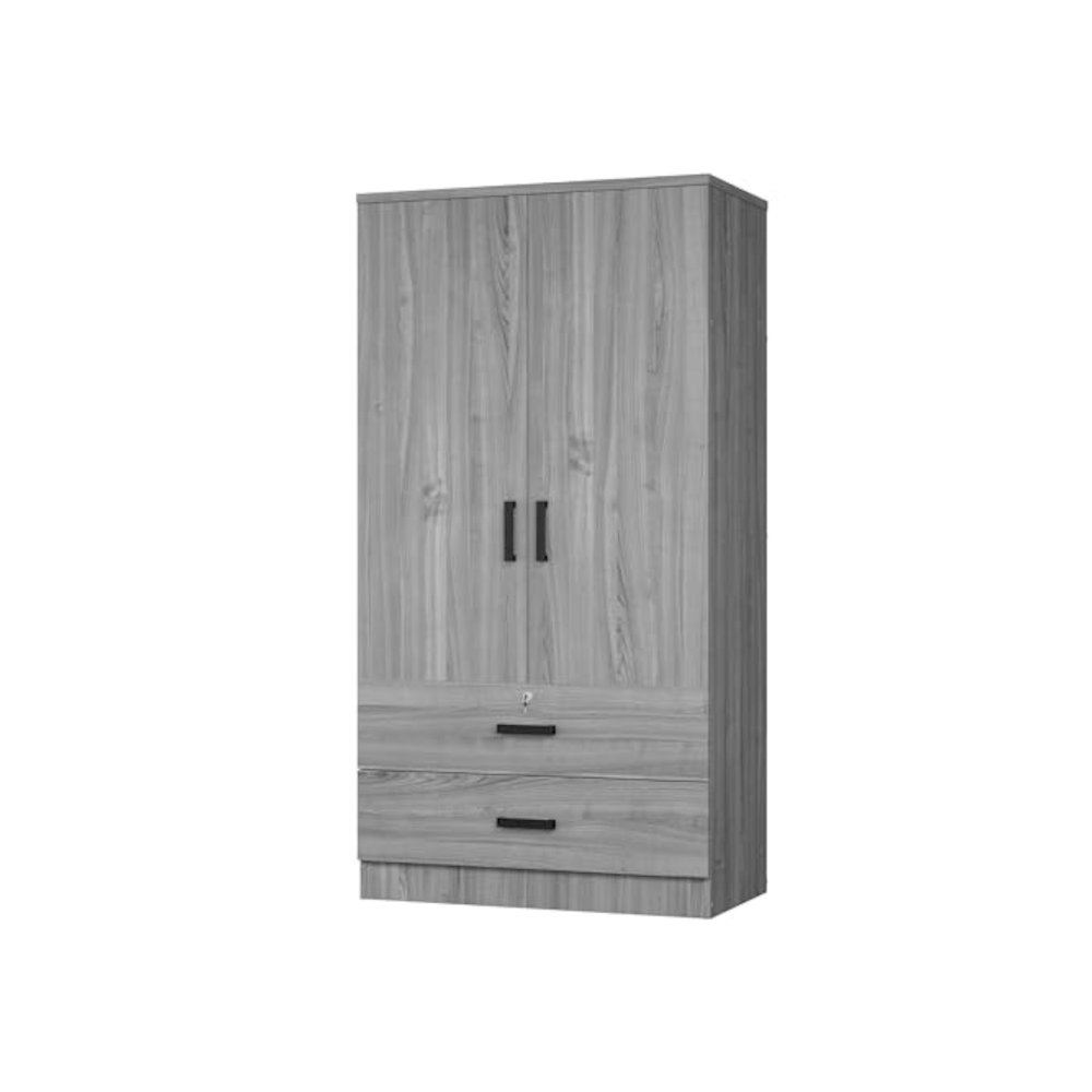 Woodpeckers Furniture And Mattress 2-Door Closet with 2-Drawers (Grey). Picture 7