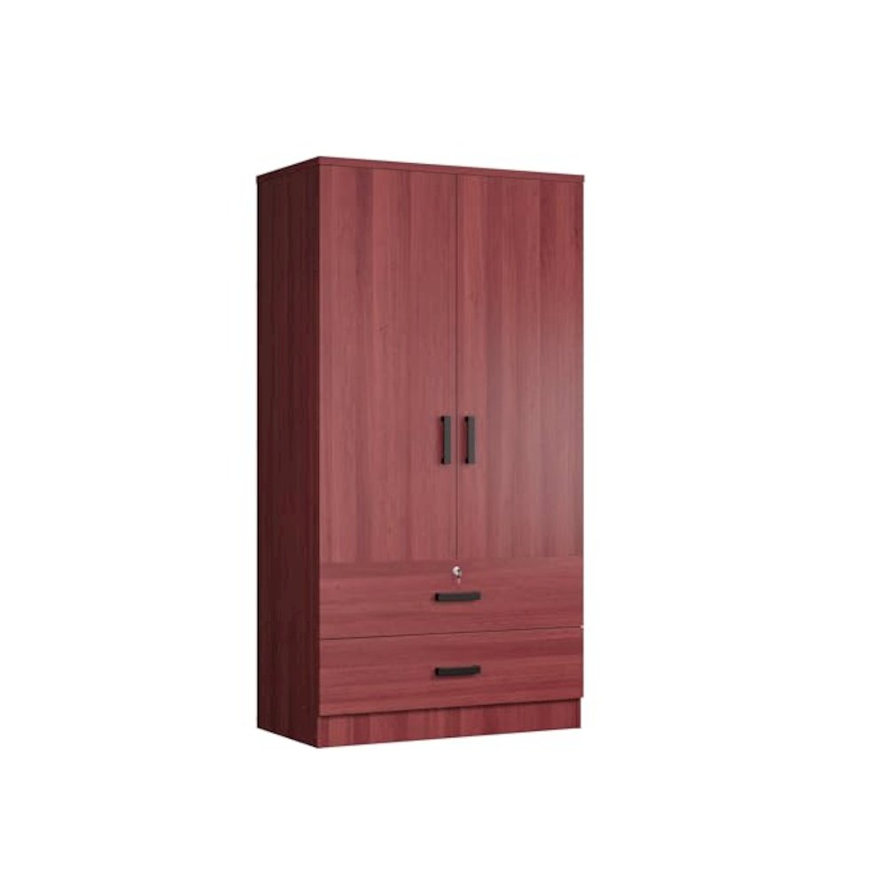Woodpeckers Furniture And Mattress 2-Door Closet with 2-Drawers (Mahogany). Picture 1