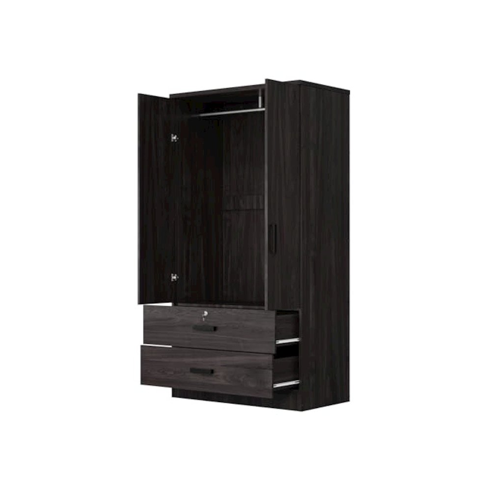 Woodpeckers Furniture And Mattress 2-Door Closet with 2-Drawers (Tobacco). Picture 4