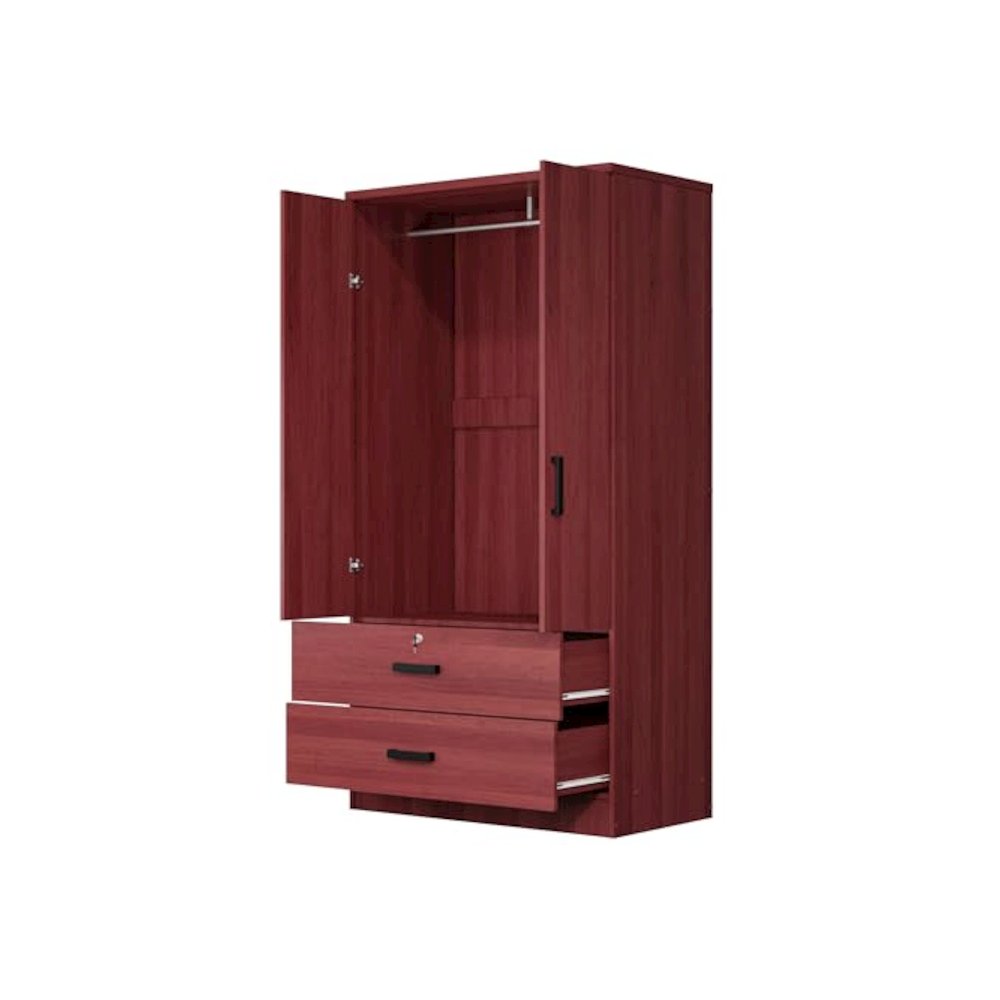 Woodpeckers Furniture And Mattress 2-Door Closet with 2-Drawers (Mahogany). Picture 4