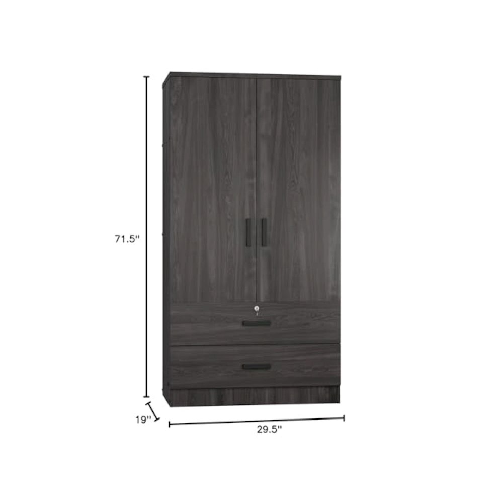 Woodpeckers Furniture And Mattress 2-Door Closet with 2-Drawers (Tobacco). Picture 3