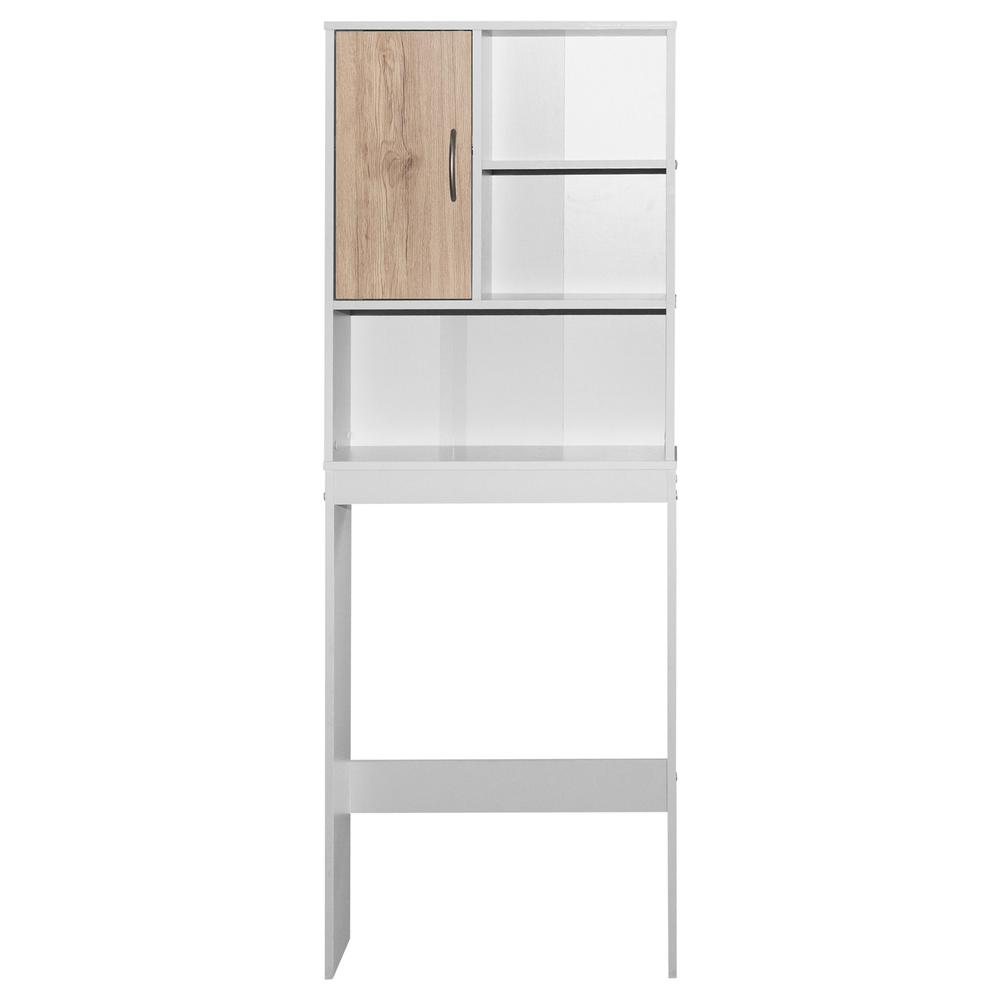 Better Home Products Ace Over-the-Toilet Storage Organizer in Natural Oak & Dark Gray. Picture 1