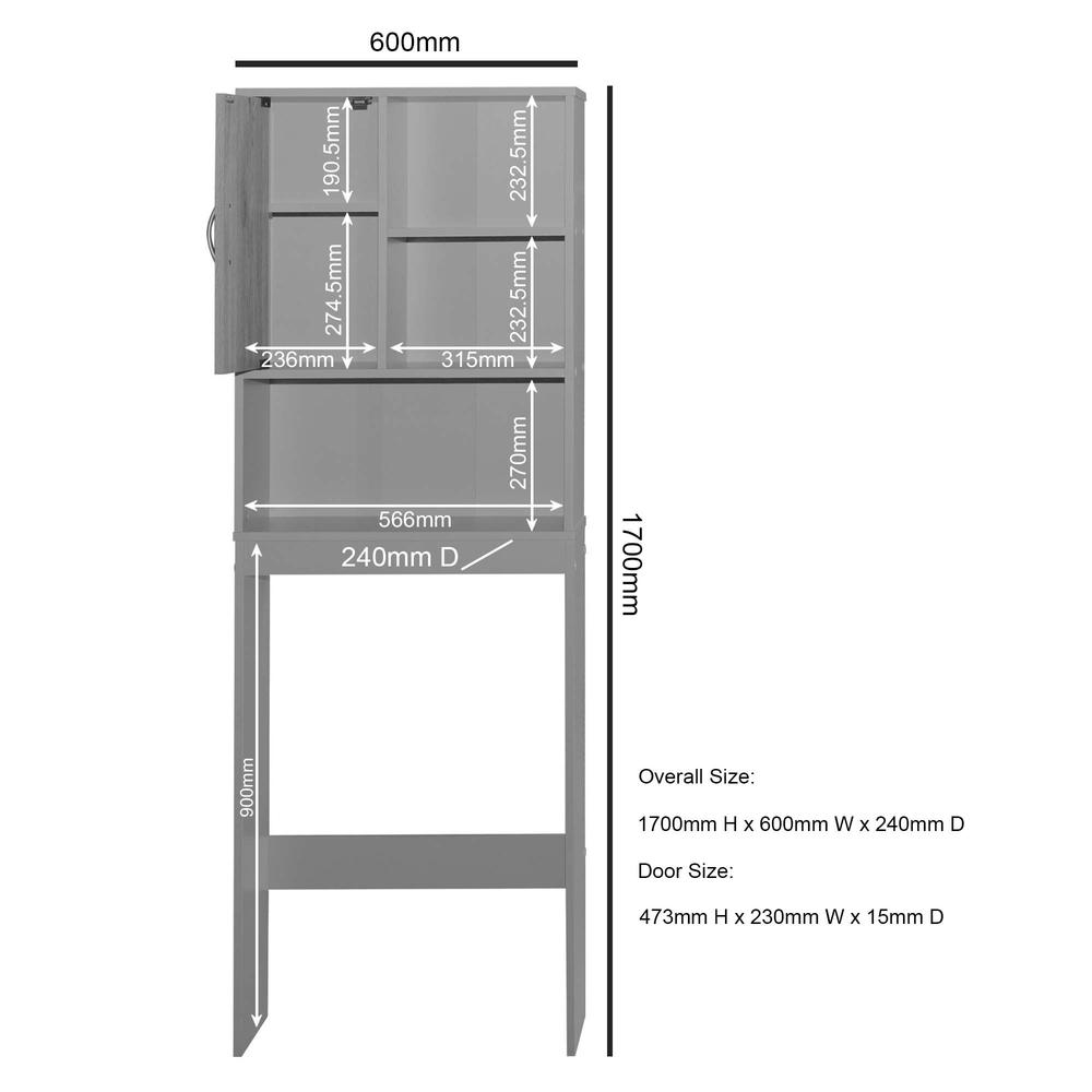 Better Home Products Ace Over-the-Toilet Storage Organizer in Natural Oak & Dark Gray. Picture 2