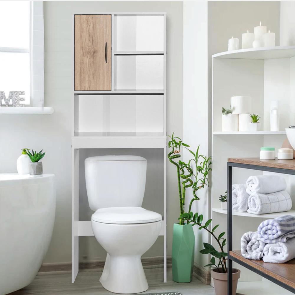 Better Home Products Ace Over-the-Toilet Storage Organizer in Natural Oak & Dark Gray. Picture 5