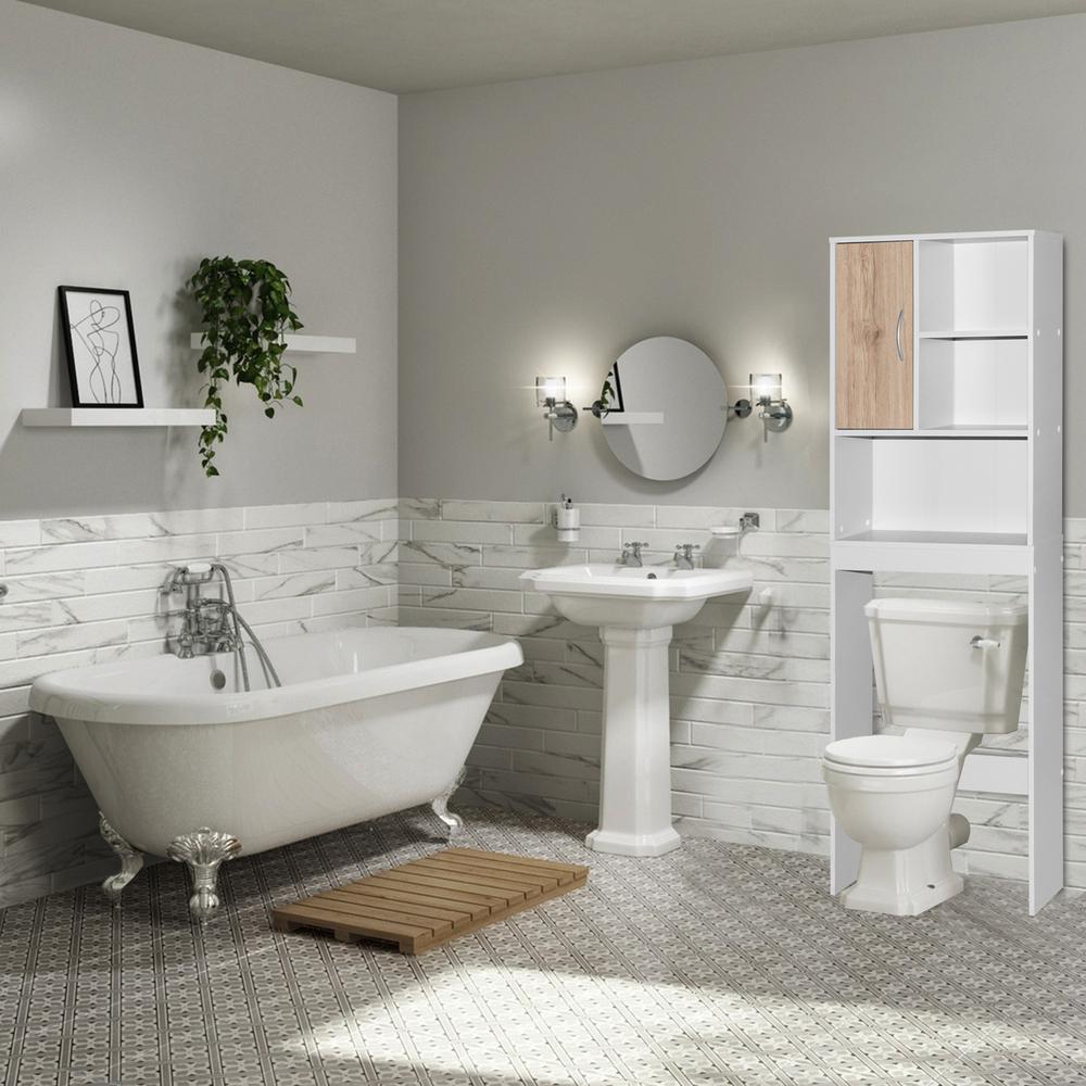 Better Home Products Ace Over-the-Toilet Storage Organizer in Natural Oak & Dark Gray. Picture 10