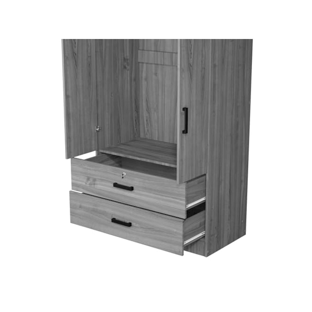 Woodpeckers Furniture And Mattress 2-Door Closet with 2-Drawers (Grey). Picture 8