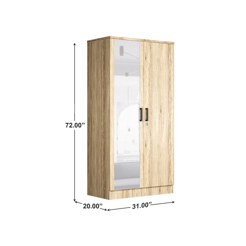 2 Doors Wardrobe Mirrored Door. Picture 4