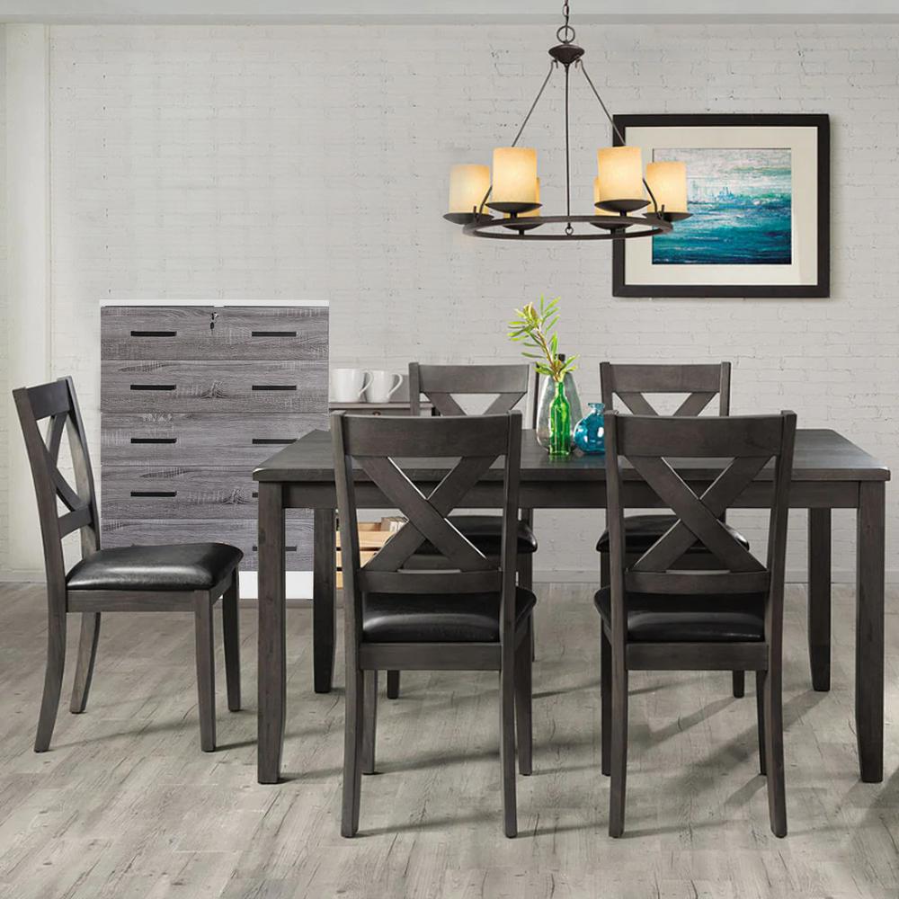 Better Home Products Cindy 5 Drawer Chest Wooden Dresser with Lock in White/Gray. Picture 10