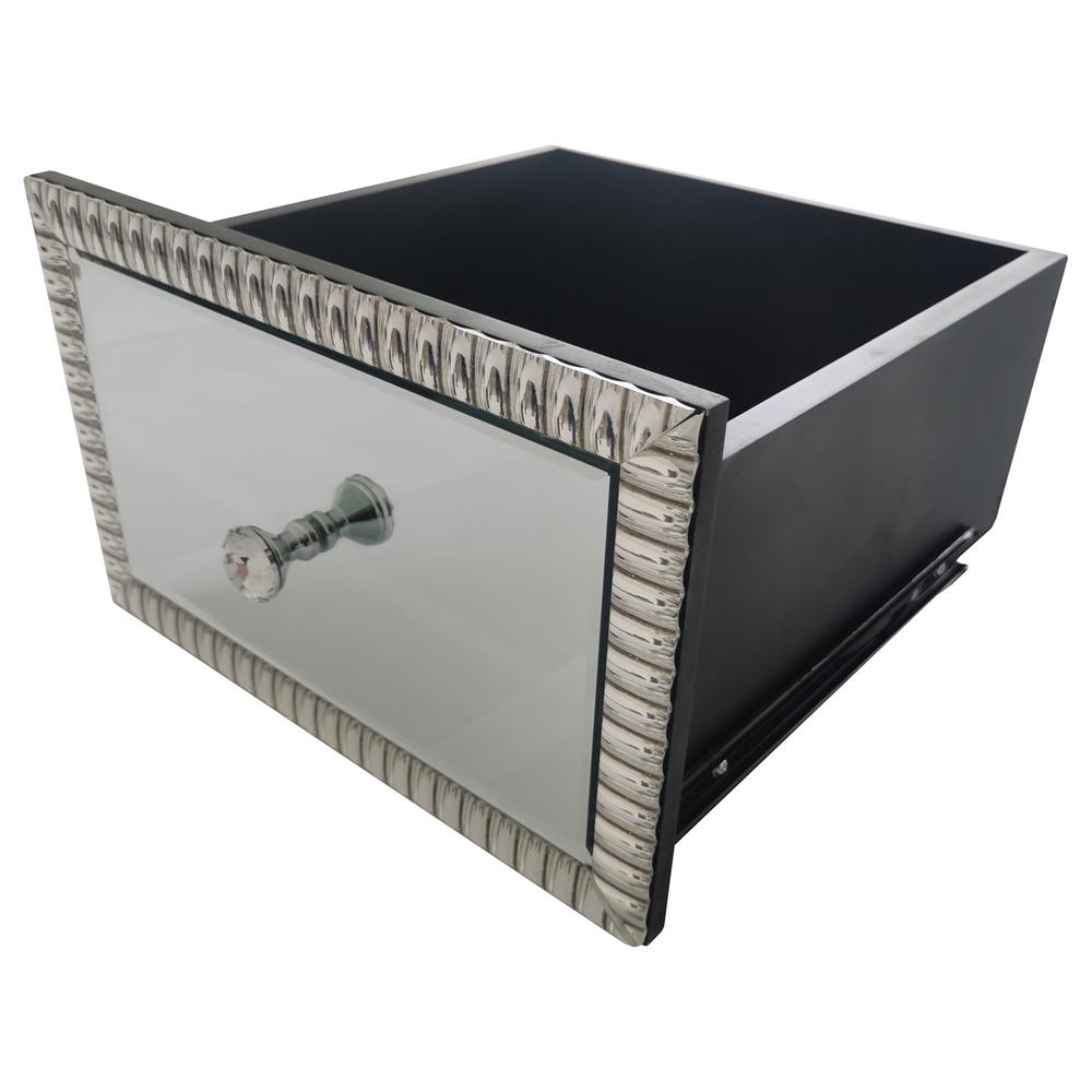 Better Home Products Mirrored Nightstand with 2 Drawers. Picture 8