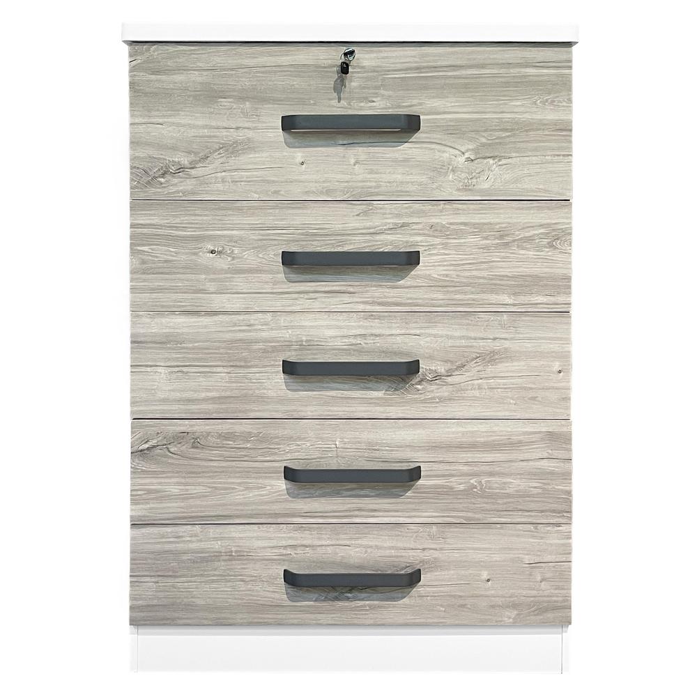 Better Home Products Xia 5 Drawer Chest of Drawers in White. Picture 7